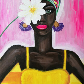 Картина под названием "The girl in yellow" - Daria Motovilova, Подлинное произведение искусства, Акрил