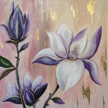 Malerei mit dem Titel "Magnolias" von Daria Motovilova, Original-Kunstwerk, Acryl