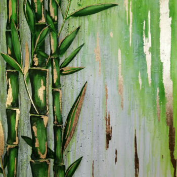 Painting titled "Bamboo" by Daria Motovilova, Original Artwork, Acrylic Mounted on Wood Stretcher frame