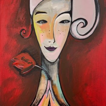 Painting titled "Camellia" by Daria Ozhereleva, Original Artwork, Acrylic