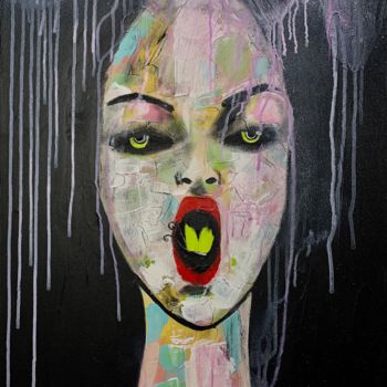 Painting titled "Bold Nikki" by Daria Ozhereleva, Original Artwork, Acrylic