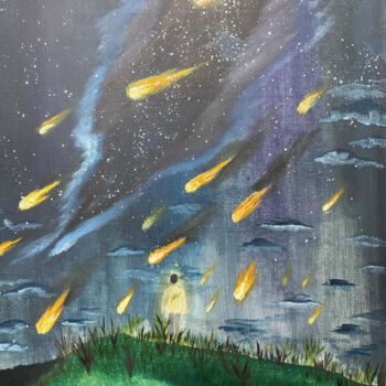 Peinture intitulée "Meteoric night" par Dariia Manastyrska, Œuvre d'art originale, Huile
