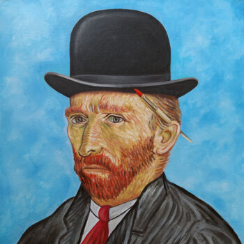 Painting titled "Van Gogh in the sty…" by Dario Assisi, Original Artwork, Acrylic Mounted on Wood Stretcher frame