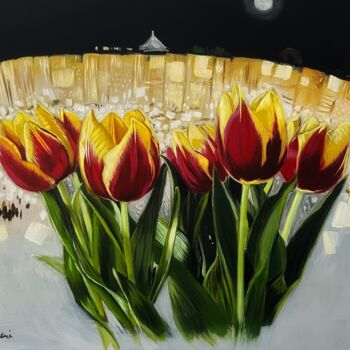 Schilderij getiteld "Tulips" door Dario Cavicchioni, Origineel Kunstwerk, Olie