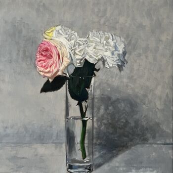 Schilderij getiteld "Roses #2" door Dario Cavicchioni, Origineel Kunstwerk, Olie Gemonteerd op Houten paneel