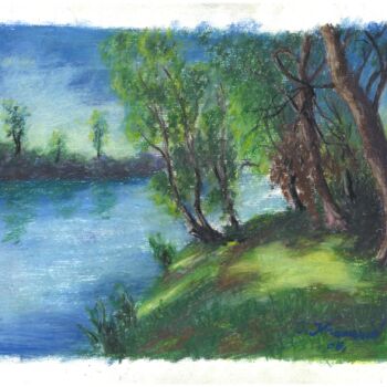 Картина под названием "Blue river" - Dario Kramaric, Подлинное произведение искусства, Пастель