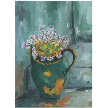 Malerei mit dem Titel "Flowers in the pot" von Dario Kramaric, Original-Kunstwerk, Acryl