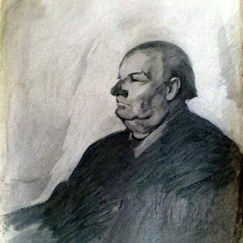 Disegno intitolato "Portrait of Man" da Dario Raffaele Orioli, Opera d'arte originale, Carbone