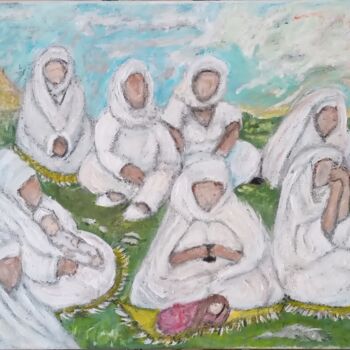 Peinture intitulée "Veillée des femmes…" par Daris, Œuvre d'art originale, Acrylique