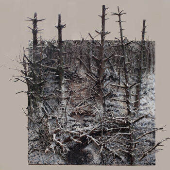 Malarstwo zatytułowany „Snow scene” autorstwa Dariusz Romanowski, Oryginalna praca, Olej Zamontowany na Panel drewniany