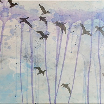 Peinture intitulée "HIGH FLYING BIRDS" par Dariya Afanaseva, Œuvre d'art originale, Acrylique Monté sur Châssis en bois
