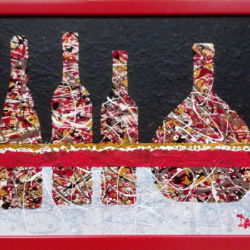 Painting titled "HOLIDAY SEASON (RED)" by Dariya Afanaseva, Original Artwork, Acrylic Mounted on Cardboard