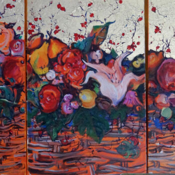 Peinture intitulée "Floral 3.2" par Dariya Tumanova, Œuvre d'art originale, Acrylique
