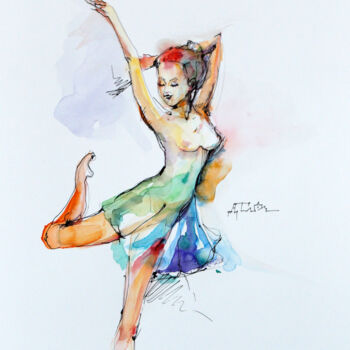 Peinture intitulée "GIRL 2.8" par Dariya Tumanova, Œuvre d'art originale, Aquarelle