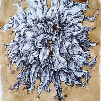 Картина под названием "Floral 13.1" - Dariya Tumanova, Подлинное произведение искусства, Чернила