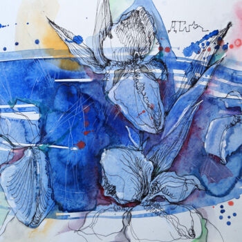 Peinture intitulée "Blue dream" par Dariya Tumanova, Œuvre d'art originale, Aquarelle