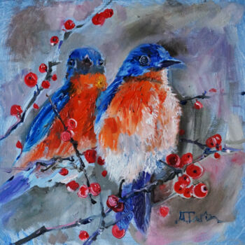 Peinture intitulée "Birds oil painting" par Dariya Tumanova, Œuvre d'art originale, Huile
