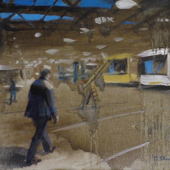 Painting titled "In the Bus Repair S…" by Darja Schvetsova, Original Artwork, Oil