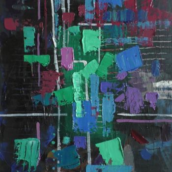 Painting titled "Emerald Abstraction" by Darja Schvetsova, Original Artwork, Oil