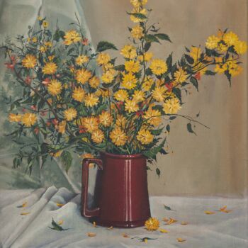 Malerei mit dem Titel "Yellow flowers" von Darko Gavrilovic, Original-Kunstwerk, Öl