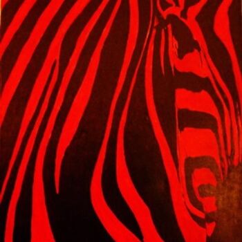 Pintura intitulada "Red zebra's face" por Darko Kotevski, Obras de arte originais, Óleo