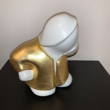 Скульптура под названием "Le Penseur (gold)" - Darlou, Подлинное произведение искусства, бетон