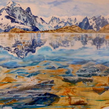 Peinture intitulée "l'or du fond du lac" par Darnal, Œuvre d'art originale, Huile