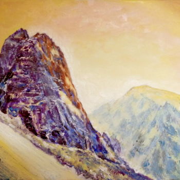 Painting titled "Dru et Mont-Blanc" by Darnal, Original Artwork, Oil