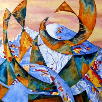 Peinture intitulée "soulever des montag…" par Darnal, Œuvre d'art originale, Huile