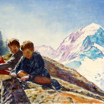 Malerei mit dem Titel "Sommet" von Darnal, Original-Kunstwerk, Öl