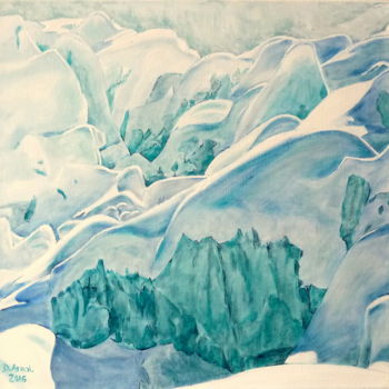 Painting titled "Neige sur glace" by Darnal, Original Artwork, Oil