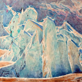 Картина под названием "Bleu glacier" - Darnal, Подлинное произведение искусства, Масло