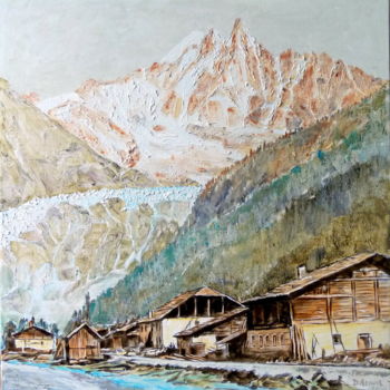 Painting titled "Aux Praz de Chamonix" by Darnal, Original Artwork, Oil