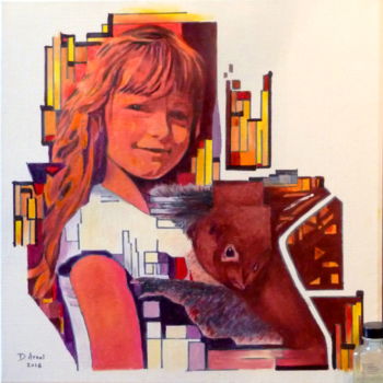 Schilderij getiteld "Le koala de chloé" door Darnal, Origineel Kunstwerk, Olie