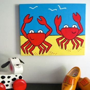 Painting titled "Happy little Crabs" by Darosa Children'S Art, Original Artwork, Other