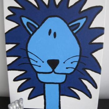 Ζωγραφική με τίτλο "Blue Lion" από Darosa Children'S Art, Αυθεντικά έργα τέχνης, Άλλος