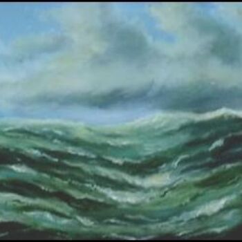 Painting titled "Creux de vague de l…" by Gisèle Darrieux-Boblin, Original Artwork, Oil