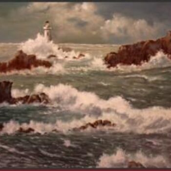 Painting titled "Phare de la Passe B…" by Gisèle Darrieux-Boblin, Original Artwork