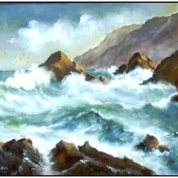 Peinture intitulée "rage océane" par Gisèle Darrieux-Boblin, Œuvre d'art originale