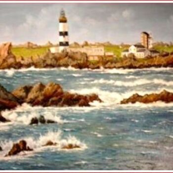 Pintura intitulada "Phare d'Ouessant" por Gisèle Darrieux-Boblin, Obras de arte originais