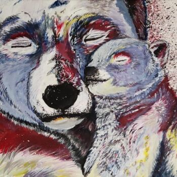 Peinture intitulée "Histoire d'ours" par Glodean Dimblon, Œuvre d'art originale, Acrylique