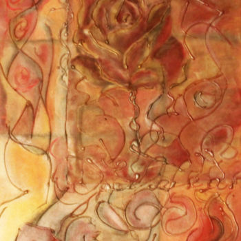 Painting titled "goldenrose" by Darya Versal, Original Artwork, Acrylic