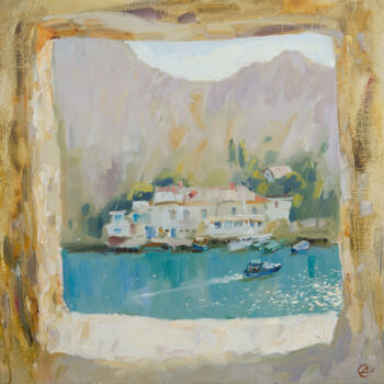 Painting titled "Window to summer" by Darya Salakhova, Original Artwork, Oil Mounted on Wood Stretcher frame