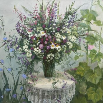 Painting titled "“Wildflowers “" by Darya Sumarava- Kopach, Original Artwork, Oil