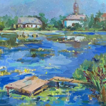 Schilderij getiteld "River Riv" door Daryna Palonko, Origineel Kunstwerk, Olie
