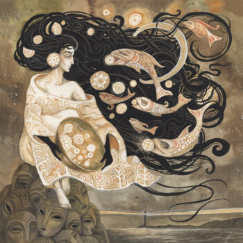 Картина под названием "Упавшие в море звез…" - Даша Субботина, Подлинное произведение искусства, Акварель