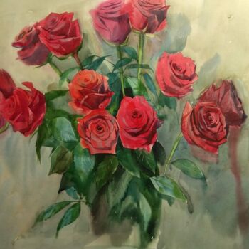 Картина под названием "Розы" - Dasha_art_color, Подлинное произведение искусства, Акварель
