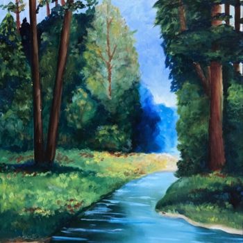 Painting titled "Forest grove" by Art Lemon, Original Artwork, Oil