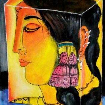 Pintura intitulada "Village women." por Surya Das, Obras de arte originais, Acrílico