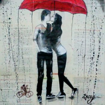 Painting titled "Rainy day love" by Surya Das, Original Artwork, Acrylic